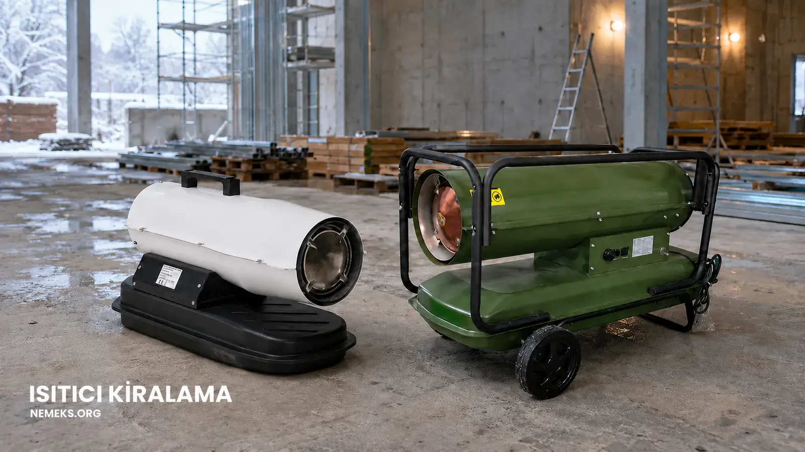 Diesel Isımak heaters supporting temporary heating at a construction site