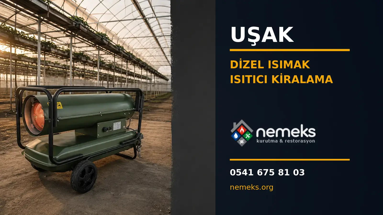 Uşak Dizel Isıtıcı Isımak Kiralama - Nemeks ısıtıcı kiralama ve satış